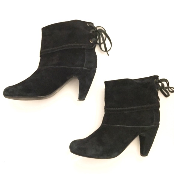 Icora Shoes - Lace-up Black Suede Ankle Booties